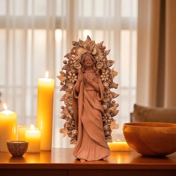 Saint Jude Thaddeus Clay Statue From Metepec Estado de México, San Juditas Folk Art Artisans Handmade, Religious Home Decor Spiritual 15”