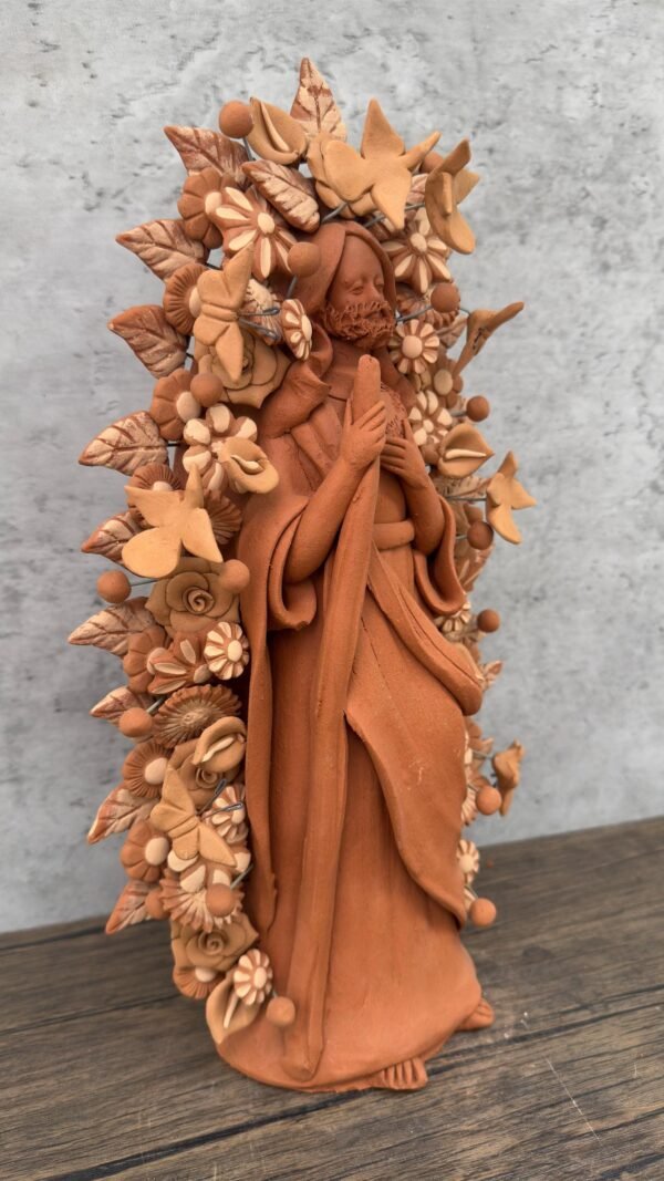 Saint Jude Thaddeus Clay Statue From Metepec Estado de México, San Juditas Folk Art Artisans Handmade, Religious Home Decor Spiritual 15” - Image 2