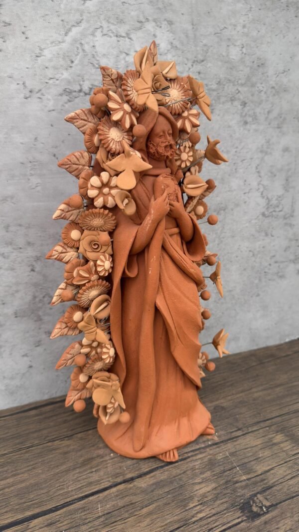 Saint Jude Thaddeus Clay Statue From Metepec Estado de México, San Juditas Folk Art Artisans Handmade, Religious Home Decor Spiritual 15” - Image 2