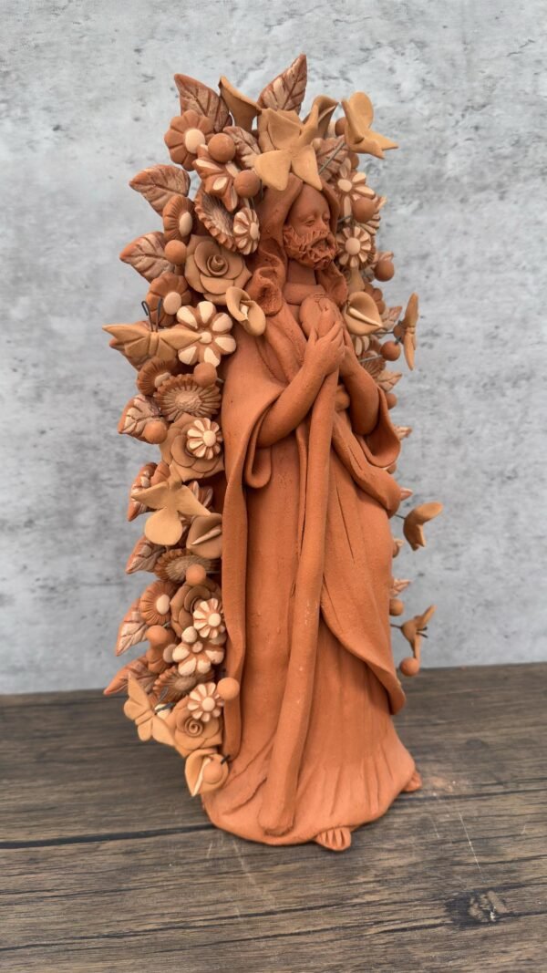 Saint Jude Thaddeus Clay Statue From Metepec Estado de México, San Juditas Folk Art Artisans Handmade, Religious Home Decor Spiritual 15” - Image 2