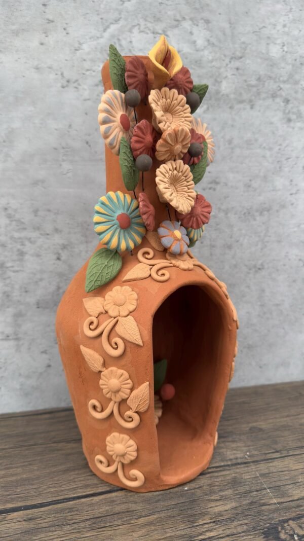 Mini Chimney Handcrafted Oaxacan  With Pastillaje Or Filigrana - Natural Clay Mexican Artistry, Decorative Home Accent, Unique Artisanal - Image 2