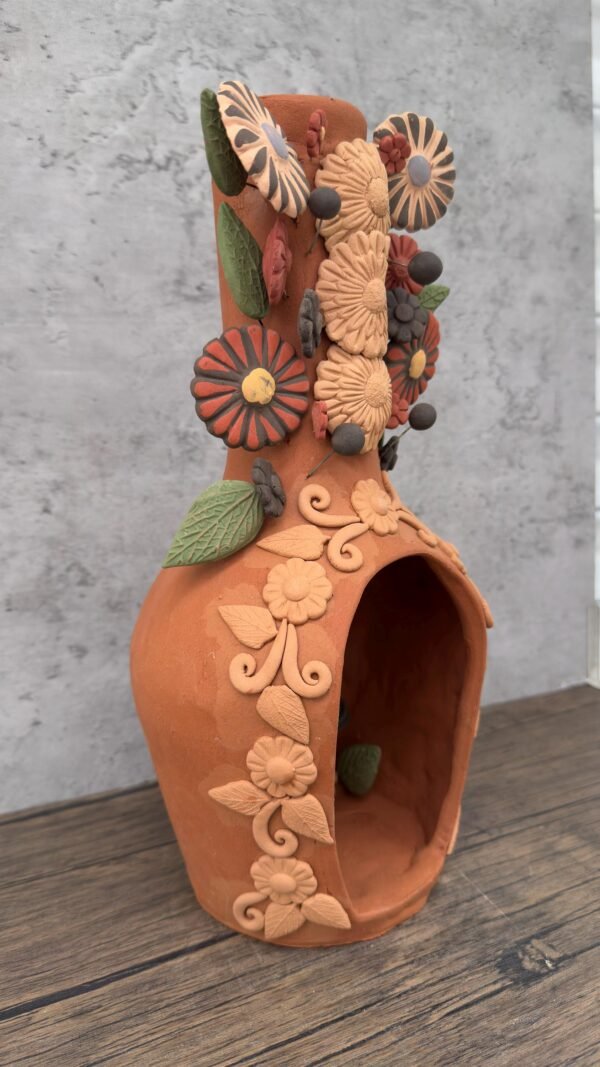 Mini Chimney Handcrafted Oaxacan  With Pastillaje Or Filigrana - Natural Clay Mexican Artistry, Decorative Home Accent, Unique Artisanal - Image 2