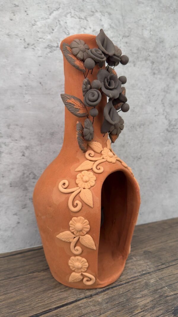 Mini Chimney Virgin Handcrafted Oaxacan With Pastillaje, Filigrana - Natural Clay Mexican Artistry, Decorative Home Accent, Unique Artisanal - Image 2