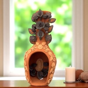 Mini Chimney Virgin Handcrafted Oaxacan With Pastillaje, Filigrana - Natural Clay Mexican Artistry, Decorative Home Accent, Unique Artisanal