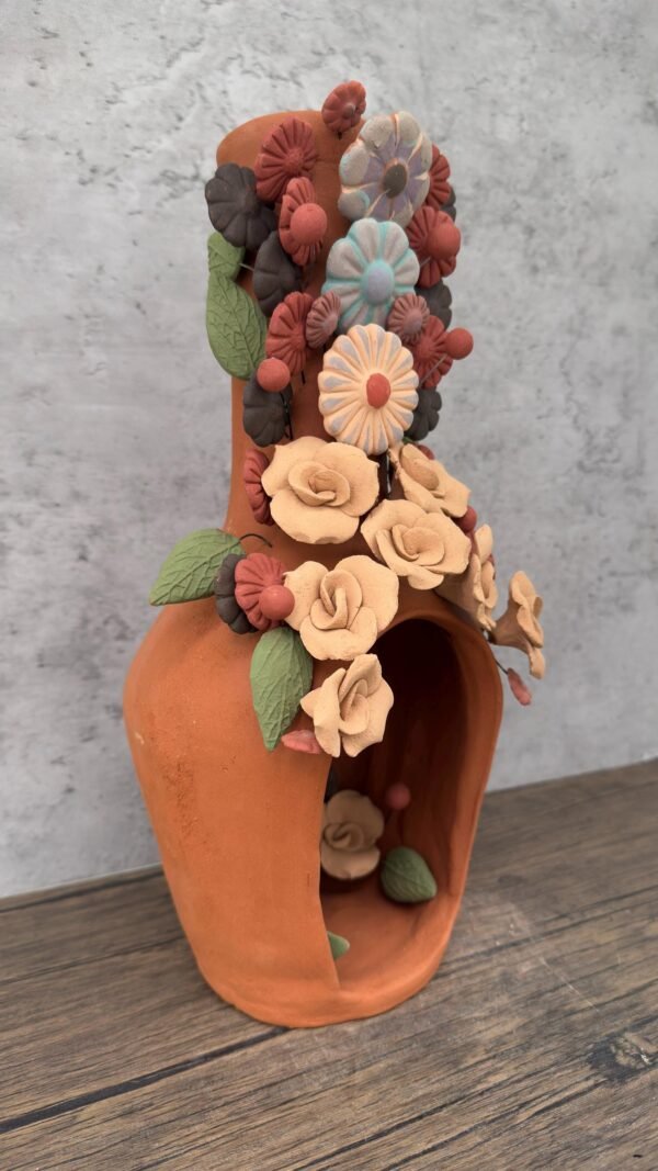 Mini Chimney Handcrafted Oaxacan With Pastillaje, Filigrana - Natural Clay Mexican Artistry, Decorative Home Accent, Unique Artisanal Piece - Image 2