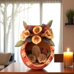 Filigrana Tealight Clay Mini Chimney, Candle Holder Artistic  Oaxaca México By Artisans Handmade Crafts, Home Decor Folk Art,  Pastillaje