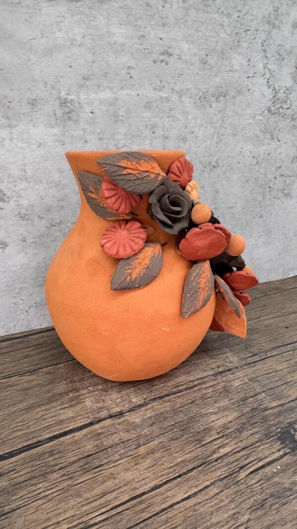 Filigrana Clay Vase Artistic From Oaxaca México By Artisans Handmade Crafts, Home Decor Folk Art, Dry Flower Pastillaje Technique Collectors - Image 2