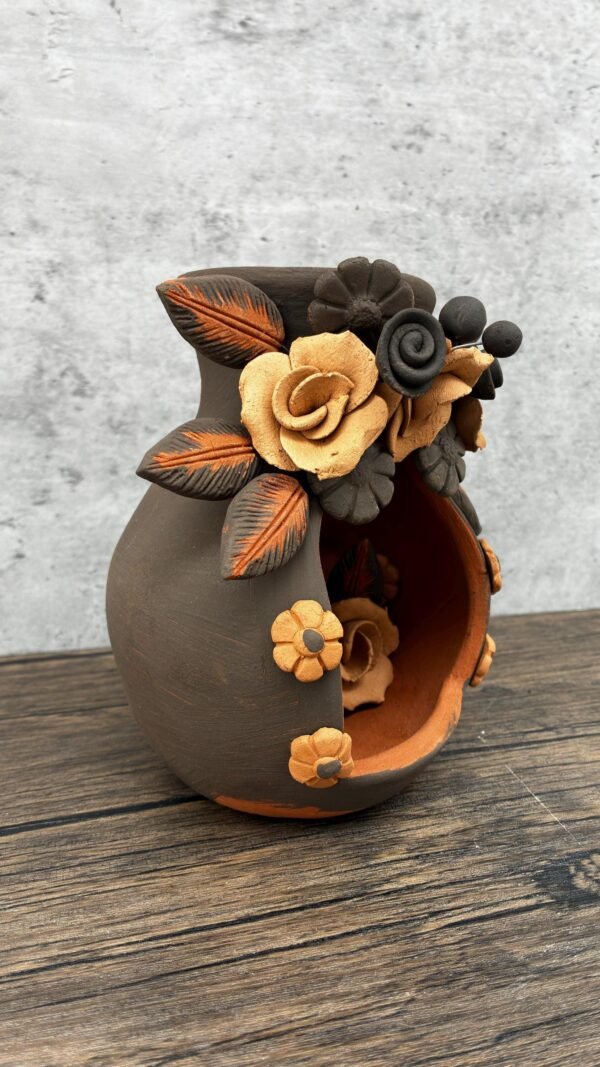 Filigrana Tealight Clay Mini Chimney, Candle Holder Artistic  Oaxaca México By Artisans Handmade Crafts, Home Decor Folk Art,  Pastillaje - Image 2