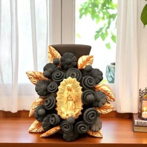 Mary Virgin Filigrana Clay Flower Vase, Artistic  Oaxaca México By Artisans Handmade Crafts, Home Decor Folk Art,  Virgen de Guadalupe