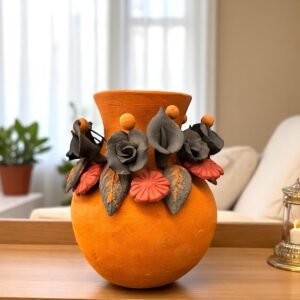 Filigrana Clay Vase Artistic From Oaxaca México By Artisans Handmade Crafts, Home Decor Folk Art, Dry Flower Pastillaje Technique Collectors