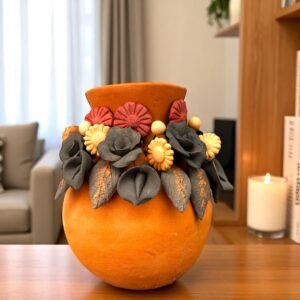 Filigrana Clay Vase Artistic From Oaxaca México By Artisans Handmade Crafts, Home Decor Folk Art, Dry Flower Pastillaje Technique Collectors