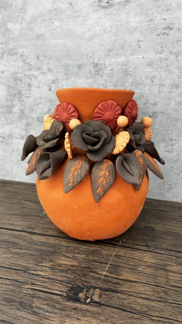 Filigrana Clay Vase Artistic From Oaxaca México By Artisans Handmade Crafts, Home Decor Folk Art, Dry Flower Pastillaje Technique Collectors - Image 2