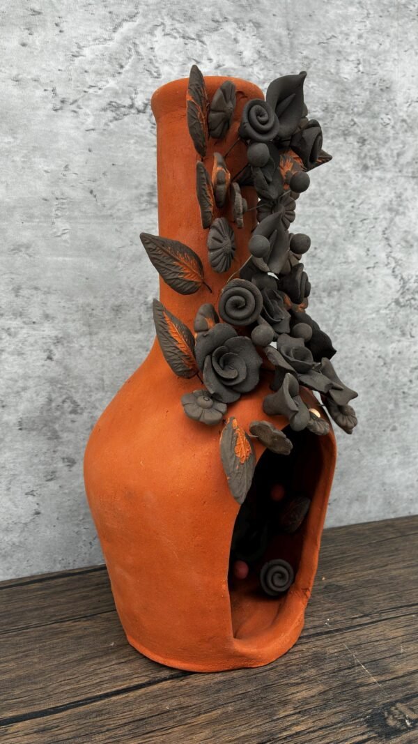 Mini Chimney Handcrafted Oaxacan With Pastillaje, Filigrana - Natural Clay Mexican Artistry, Decorative Home Accent, Unique Artisanal Piece - Image 2