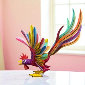 Rooster Statue  Alebrije Wood Hand Carved  Mexican Folk Art, Chicken Alebrije As A Mexican Decorative Figure Home Decor