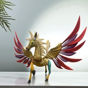Pegasus Statue Folk Art Alebrije Sculpture, Wooden horse Mexican Decoration Figurine, Made Of Wood And Carved By Hand