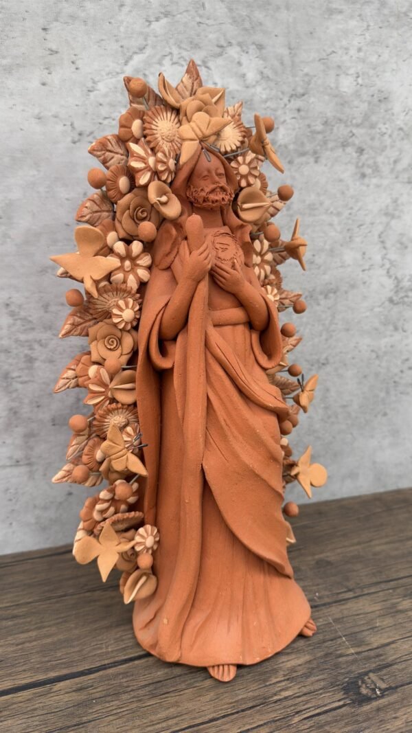 Saint Jude Thaddeus Clay Statue From Metepec Estado de México, San Juditas Folk Art Artisans Handmade, Religious Home Decor Spiritual 15” - Image 2