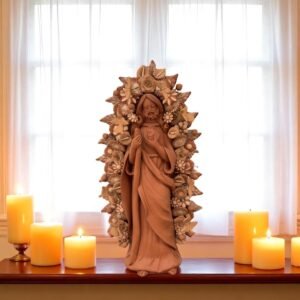 Saint Jude Thaddeus Clay Statue From Metepec Estado de México, San Juditas Folk Art Artisans Handmade, Religious Home Decor Spiritual 15”