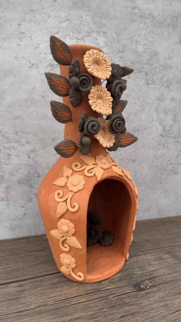 Mini Chimney Handcrafted Oaxacan  With Pastillaje Or Filigrana - Natural Clay Mexican Artistry, Decorative Home Accent, Unique Artisanal - Image 2