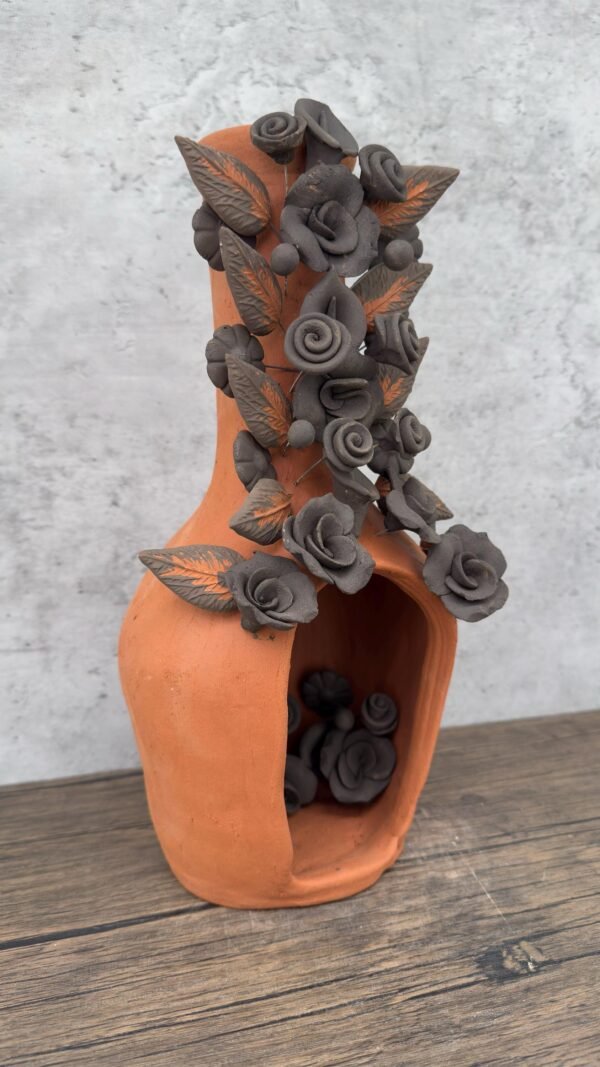Mini Chimney Handcrafted Oaxacan  With Pastillaje Or Filigrana - Natural Clay Mexican Artistry, Decorative Home Accent, Unique Artisanal - Image 2