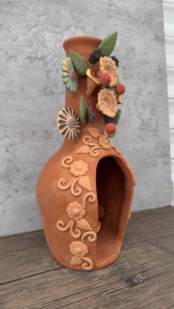 Mini Chimney Handcrafted Oaxacan With Pastillaje, Filigrana - Natural Clay Mexican Artistry, Decorative Home Accent, Unique Artisanal Piece - Image 2