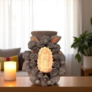 Mary Virgin Filigrana Clay Flower Vase, Artistic  Oaxaca México By Artisans Handmade Crafts, Home Decor Folk Art,  Virgen de Guadalupe