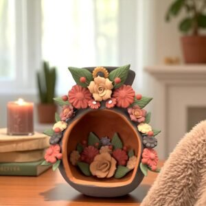 Filigrana Tealight Clay Mini Chimney, Candle Holder Artistic  Oaxaca México By Artisans Handmade Crafts, Home Decor Folk Art,  Pastillaje