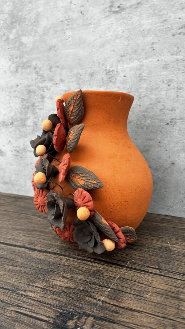 Filigrana Clay Vase Artistic From Oaxaca México By Artisans Handmade Crafts, Home Decor Folk Art, Dry Flower Pastillaje Technique Collectors - Image 2