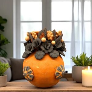 Filigrana Clay Vase Artistic From Oaxaca México By Artisans Handmade Crafts, Home Decor Folk Art, Dry Flower Pastillaje Technique Collectors