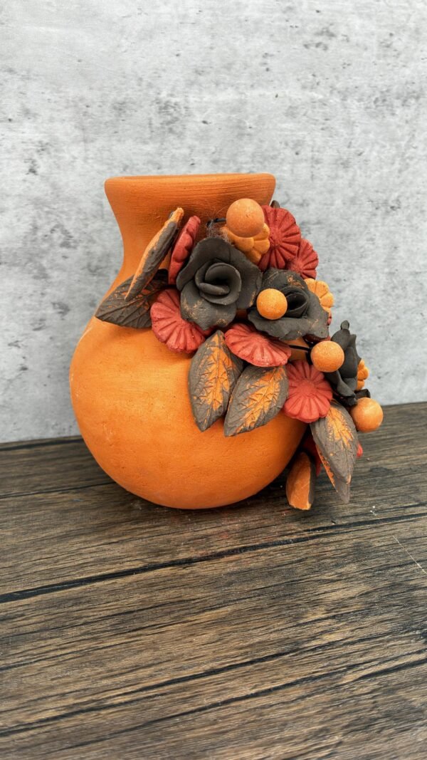 Filigrana Clay Vase Artistic From Oaxaca México By Artisans Handmade Crafts, Home Decor Folk Art, Dry Flower Pastillaje Technique Collectors - Image 2