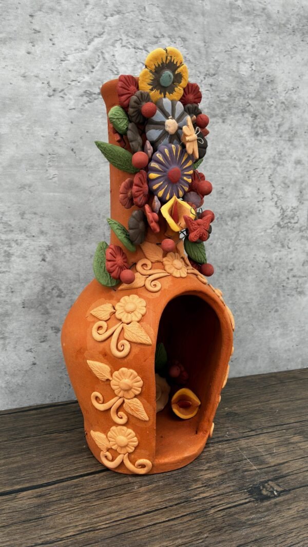 Mini Chimney Handcrafted Oaxacan With Pastillaje, Filigrana - Natural Clay Mexican Artistry, Decorative Home Accent, Unique Artisanal Piece - Image 2