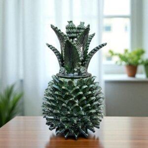 Mexican pottery, Pineapple decor, Mexican decoration, Pineapple sculpture, Glazed clay pineapple, Pottery from Michoacan