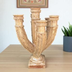 Large Cactus Candle Holder Glazed From Michoacan Made Of Clay Home Decor Centerpiece, Holds 7  Candles, Handcrafted Modern Or Vintage Piece