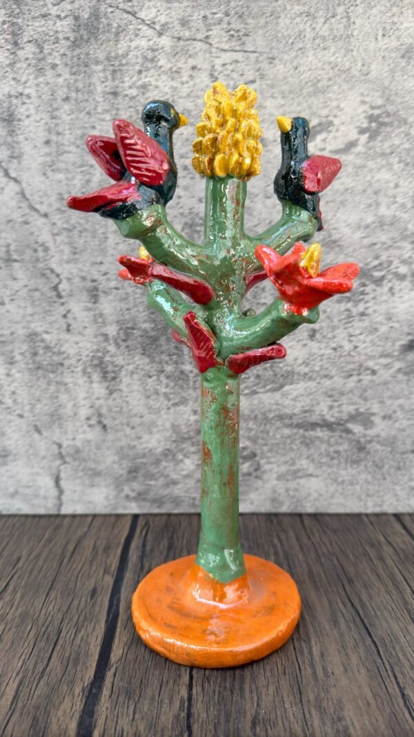 Mexican Tree of Life Sculpture, Hummingbird Folk Art, Handmade Clay Figurine, Small Ceramic Milagro Tree, Bright Colorful Pottery Michoacán - Image 2