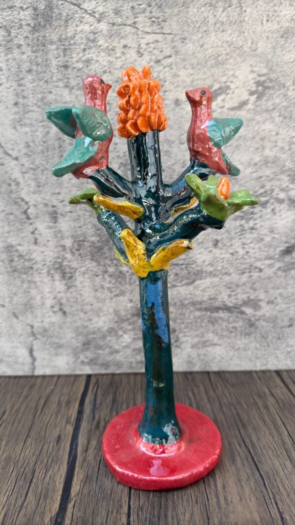 Mexican Tree of Life Sculpture, Hummingbird Folk Art, Handmade Clay Figurine, Small Ceramic Milagro Tree, Bright Colorful Pottery Michoacán - Image 2