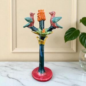Mexican Tree of Life Sculpture, Hummingbird Folk Art, Handmade Clay Figurine, Small Ceramic Milagro Tree, Bright Colorful Pottery Michoacán