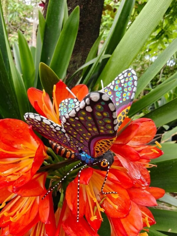 Butterflie Figurine Statue Oaxaca Mexican Folk Art Alebrije Sculpture, Wooden As Mexican Decoration, Made Of Wood And Carved By Hand - Image 2