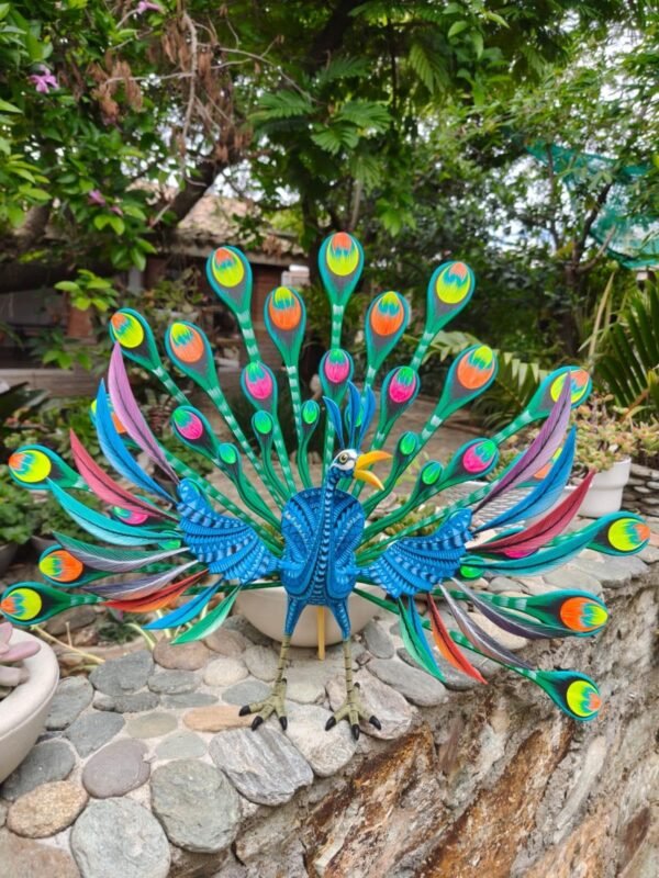 Peacock Bird Statue Mexican Art Alebrije Sculpture, Wooden Peacock  Decoration Figure, Made Of Wood And Carved By Hand ASK FOR CUSTOMIZE