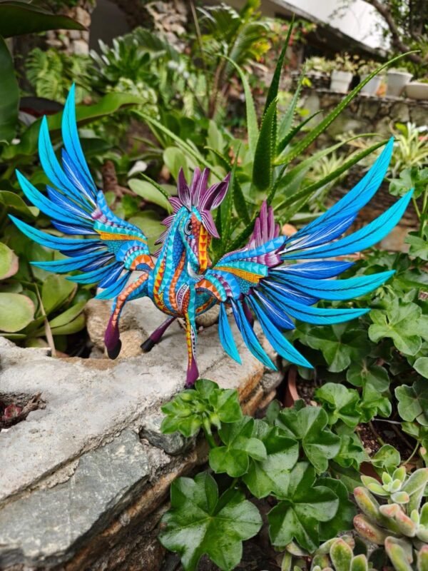 Pegasus Statue Folk Art Alebrije Sculpture, Wooden horse Mexican Decoration Figurine, Made Of Wood And Carved By Hand