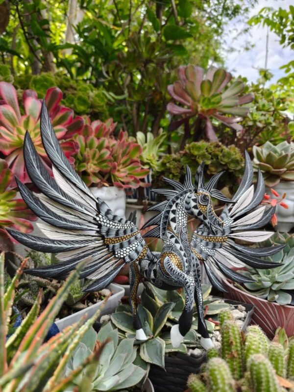 Pegasus Statue Folk Art Alebrije Sculpture, Wooden horse Mexican Decoration Figurine, Made Of Wood And Carved By Hand