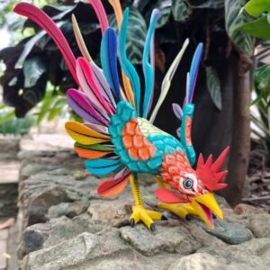 Rooster Statue  Alebrije Wood Hand Carved  Mexican Folk Art, Chicken Alebrije As A Mexican Decorative Figure Home Decor