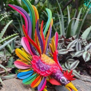 Rooster Statue  Alebrije Wood Hand Carved  Mexican Folk Art, Chicken Alebrije As A Mexican Decorative Figure Home Decor