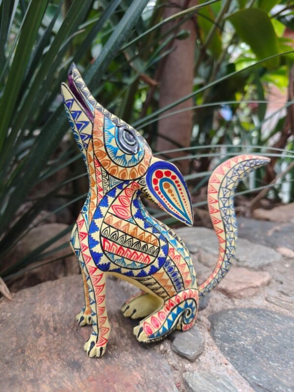 Fox Figurine Mexican Folk Art Alebrije Sculpture, Wooden Coyote Decoration Statue, Made Of Wood And Carved By Hand ASK FOR CUSTOMIZE - Image 2