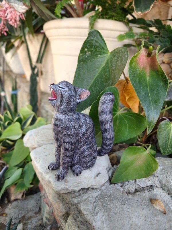 Cat Statue Mexican Folk Art Alebrije Sculpture, Wooden As Mexican Decoration Figurine, Made Of Wood And Carved By Hand - Image 2