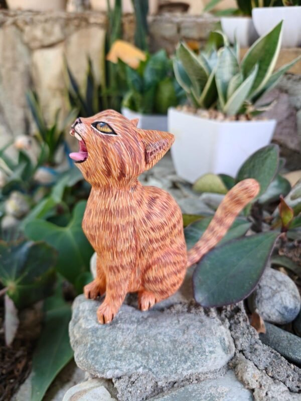 Cat Statue Mexican Folk Art Alebrije Sculpture, Wooden As Mexican Decoration Figurine, Made Of Wood And Carved By Hand - Image 2