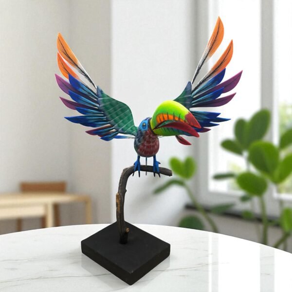 Toucan Bird Statue Mexican Art Alebrije Sculpture, Wooden Parrot  Decoration Figure, Made Of Wood And Carved By Hand ASK FOR CUSTOMIZE - Image 2