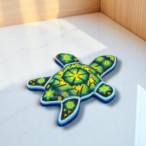 Turtle Statue Huichol Sculpture Of Mexican Folk Art, Turtle Wixarika As A Mexican Decorative Figure , Made Of Resin And Beads