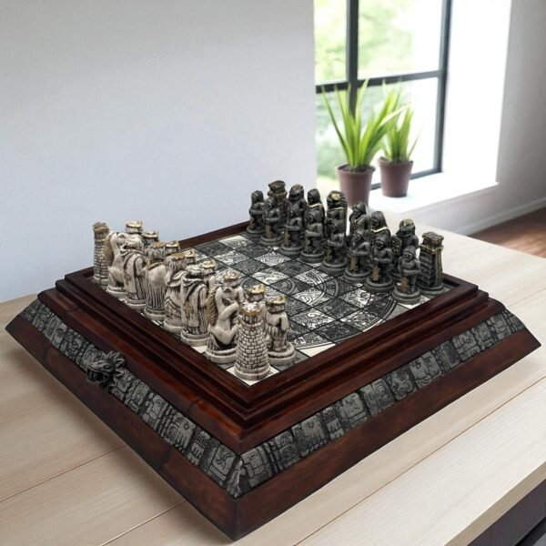 Chess set, Resin Chess set in green and white, Mexican chess, Chess set handmade, Soviet chess set, Wooden chess - Image 2