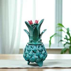 Mexican pottery, Pineapple decor, Mexican decoration, Pineapple sculpture, Glazed clay pineapple, Pottery from Michoacan