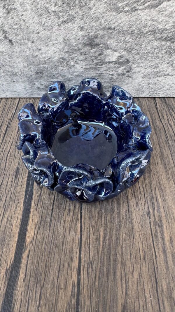 Handmade Ceramic Ashtray, Mexican Pottery with Blue Glaze, Artisan Clay Smoking Bowl, Decorative Cigar Tray, Rustic Folk Art, Glazed Pottery - Image 2