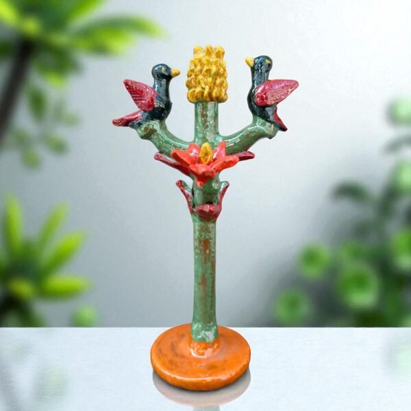 Mexican Tree of Life Sculpture, Hummingbird Folk Art, Handmade Clay Figurine, Small Ceramic Milagro Tree, Bright Colorful Pottery Michoacán